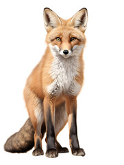 Fototapeta premium Red fox portrait, intense gaze, wildlife animal, majestic creature, isolated on white, natural elegance