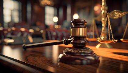 judge gavel on a wooden table close-up. fairness of the trial and sentencing. - obrazy, fototapety, plakaty