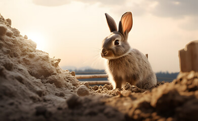 rabbit in the field  ai generative