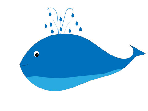 a blue whale with water droplets on a white background