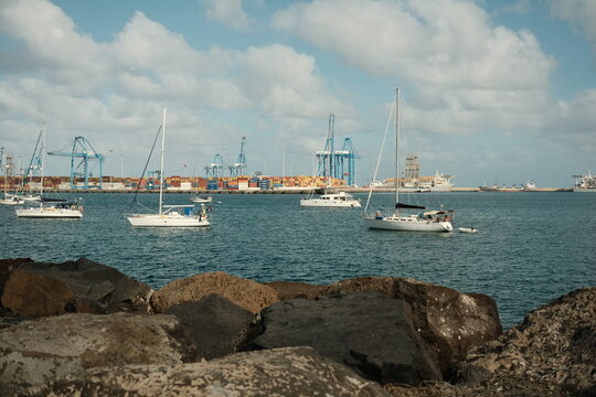 canary islands sea port view