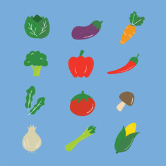 Simple Vegetable Illustration Design Set