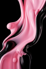 Dynamic blend of pink and black creams swirls together, creating visually striking contrast perfect for modern art, cosmetic backdrops, luxury design elements with contemporary edge.