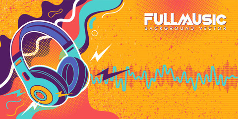 Colorful retro music background illustration