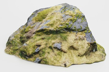 Realistic 3D Render of Rock with Moss
