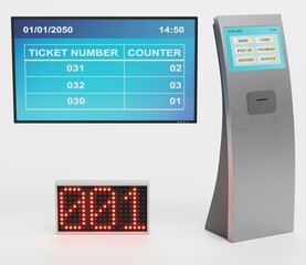 Realistic 3D Render of Queue Management System