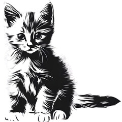 Obraz premium A portrait drawing of a kitten in a minimalist style. 