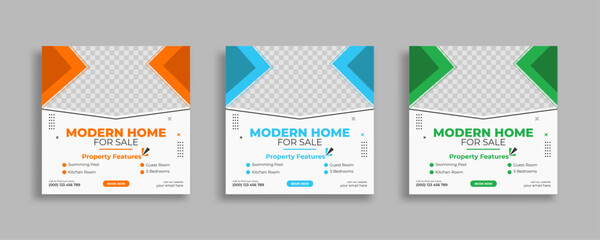 Real estate house property Instagram post or social media square web banner template design