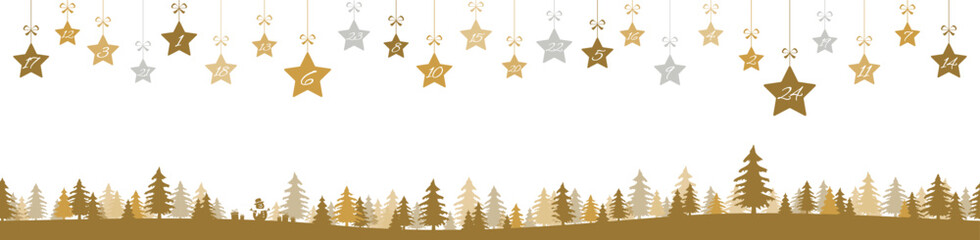 christmas advent calendar 1 to 24 on hanging stars - 689633648