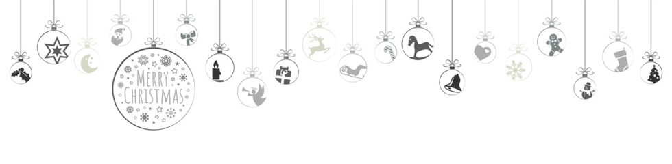 hanging baubles with christmas icons and greetings