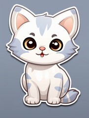 Fototapeta premium Funny Kitten sticker in cartoon style, AI
