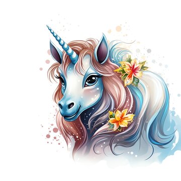 a unicorn with flowers in hair