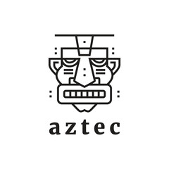 tribal mask aztec ceremonial logo design graphic vector