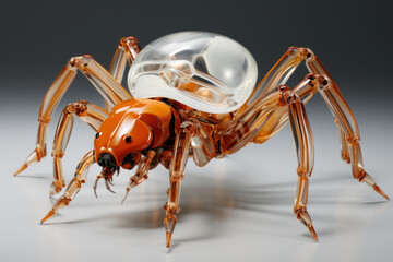 Fototapeta premium Artwork of a liquid metal centipede and white background. Generative AI.