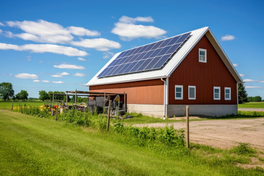 Rural Farm with Modern Solar Panels