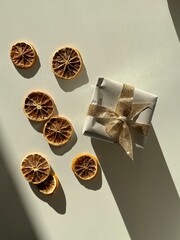 gift box with gold ribbon