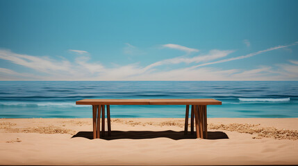 Fototapeta premium wooden bench on the beach