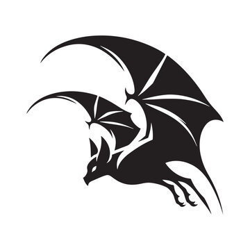 Bat Silhouette - Mysterious Nocturnal Creature in the Sky Black Vector Bat Silhouette
