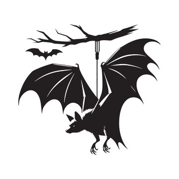 Bat Silhouette - Mysterious Nocturnal Creature in the Sky Black Vector Bat Silhouette
