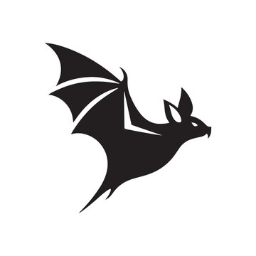 Bat silhouette: Majestic bat bird soaring gracefully in silhouette. High-resolution black vector bat silhouette for your projects.


