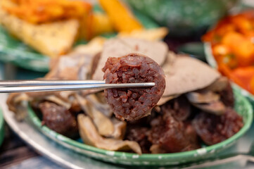 Korean street food snack. Sundae Korean style ssausage