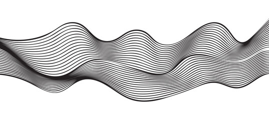 black and white wavy stripes background. Vector illustration - obrazy, fototapety, plakaty
