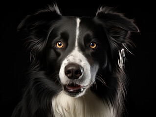 Fototapeta premium Border Collie Dog Studio Shot Isolated on Clear Background, Generative AI