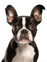 Fototapeta premium Boston Terrier Dog Studio Shot Isolated on Clear Background, Generative AI