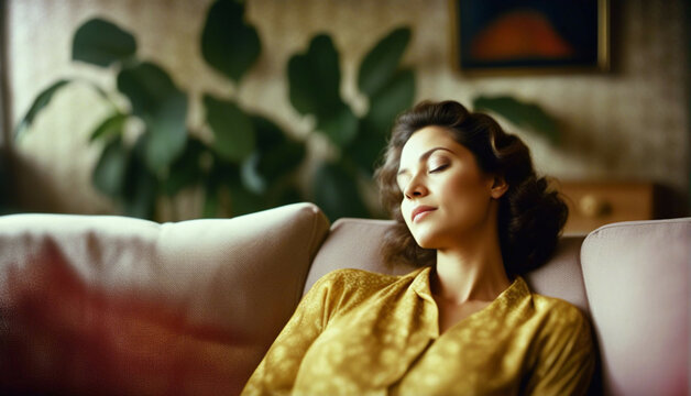 A woman taking a nap in her sofa.