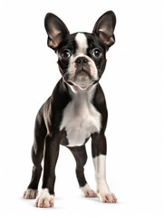 Fototapeta premium Boston Terrier Dog Studio Shot Isolated on Clear Background, Generative AI