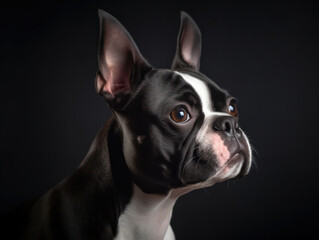 Boston Terrier Dog Studio Shot Isolated on Clear Background, Generative AI