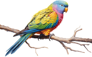 Parrot Perched On Isolated Background