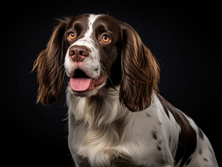 English Springer Spaniel Dog Studio Shot Isolated on Clear Background, Generative AI