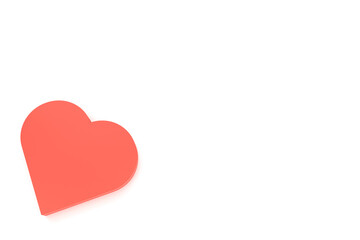 Valentine's Day special banner page with pink heart, empty text space. Background for advertising, discount, promotion purposes.