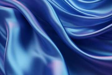 Obraz premium Blue shiny silk cloth texture, silky smooth soft fabric, wavy liquid satin