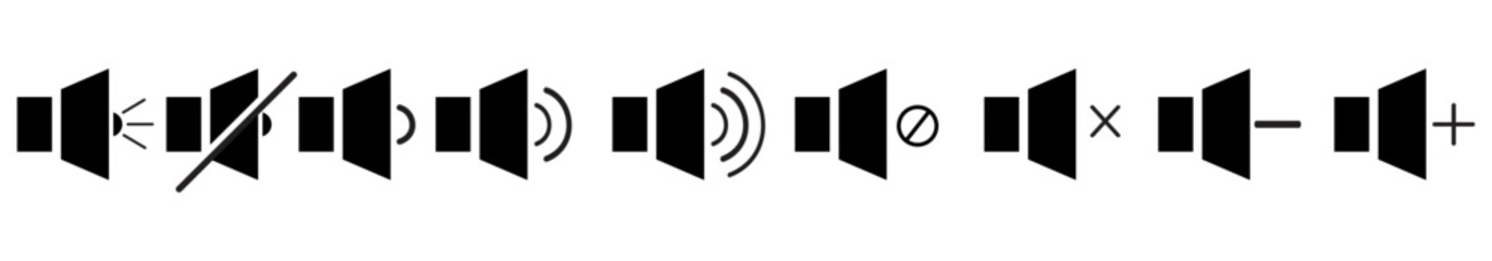 Audio Speaker Volume Icons. vector isolated.