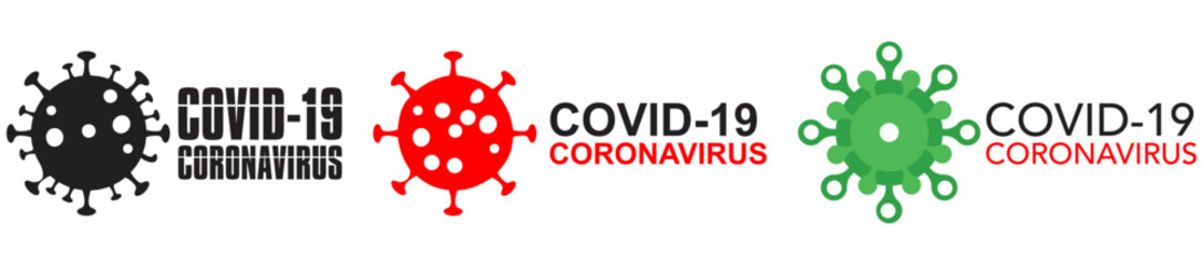 Colored vibrant virus icons. Circle virus icons, symbols. Coronavirus, COVID 19, 2019-ncov signs. Vector illustration.