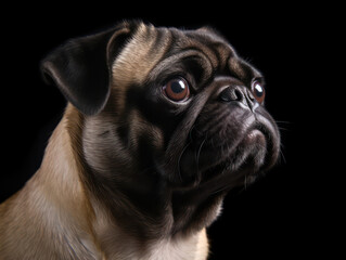 Pug Dog Studio Shot Isolated on Clear Background, Generative AI