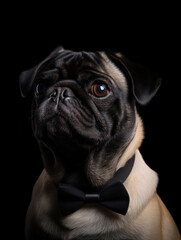 Pug Dog Studio Shot Isolated on Clear Background, Generative AI