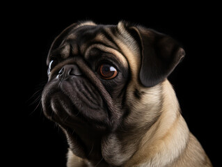 Pug Dog Studio Shot Isolated on Clear Background, Generative AI