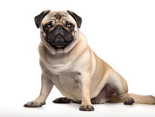 Obraz premium Pug Dog Studio Shot Isolated on Clear Background, Generative AI