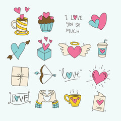 Vector set of hand drawn doodle valentine's day elements
