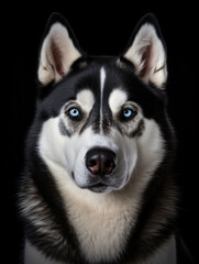 Fototapeta premium Siberian Husky Dog Studio Shot Isolated on Clear Background, Generative AI