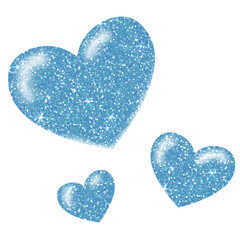 Blue Glitter heart on transparent background. Design for decorating,background, wallpaper, illustration