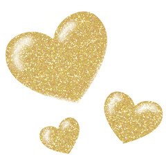 Yellow Glitter heart on transparent background. Design for decorating,background, wallpaper, illustration