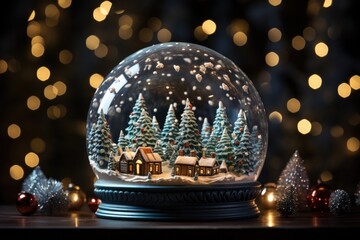 Fototapeta na wymiar Festive elegance christmas lights transform snow globe, xmas images
