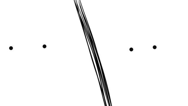 Particles or atoms fly around a vertical stick.