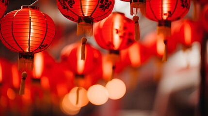 Vibrant red lanterns symbolizing prosperity in Chinese New Year tradition