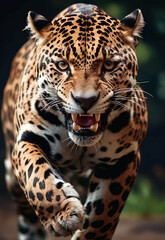 Jaguar Leopard family, cubs, love, photographic image with animals perfect for wall decoration . Ai Generative