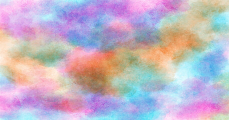 Colorful watercolour texture effect background. Textured abstract graphic design element. Hand painted style. Paint brush strokes bright colors concept for flyer, brochure cover, card, or landing page